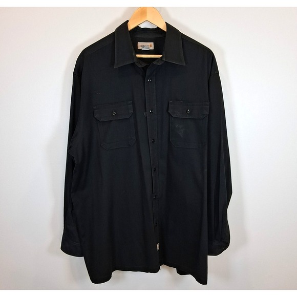 Cahrartt Black Mens Long Sleeve Twill Shirt Sz 2XL Workwear Mechanic Grunge S224 - Picture 1 of 15
